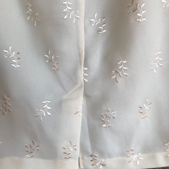 70s Floral Elastic Waist Embroidered Skirt: Vintage Yellow Polyester Size 14 - Picture 9 of 12